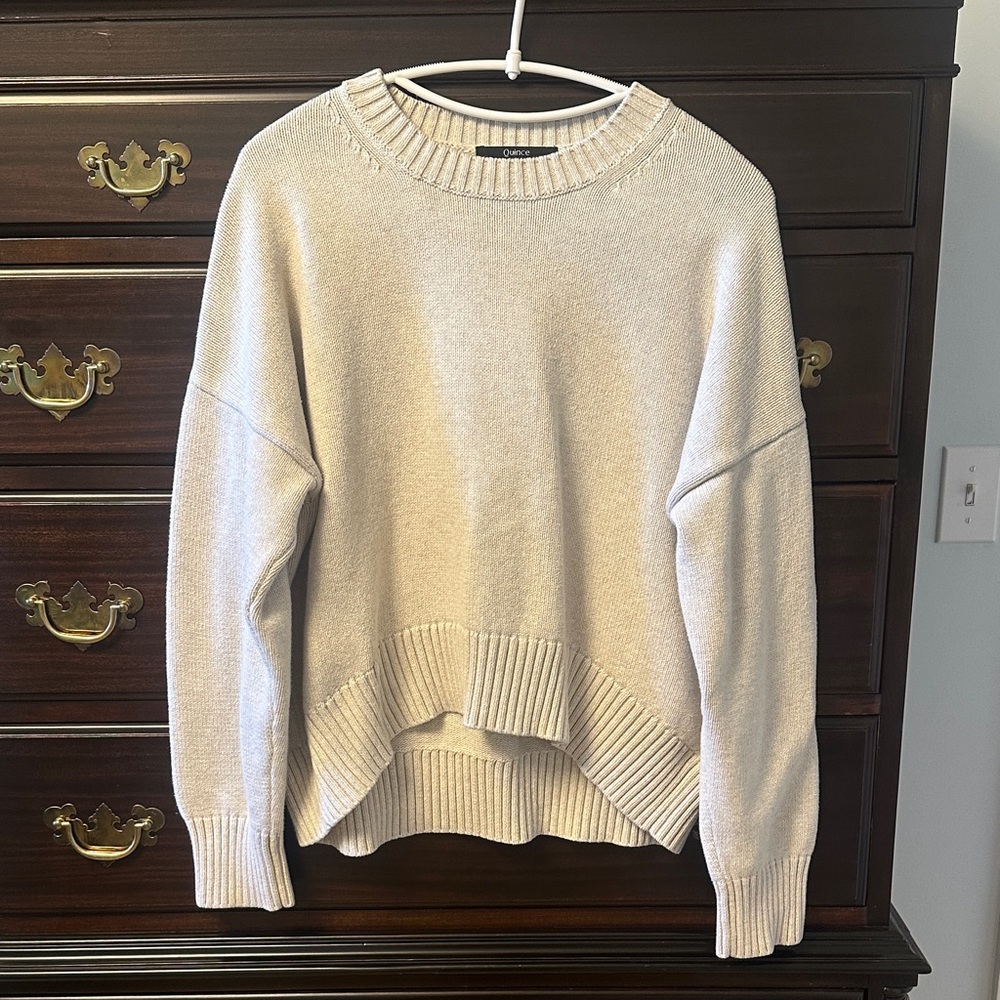 Quince Women's Cream Boyfriend Sweater, small